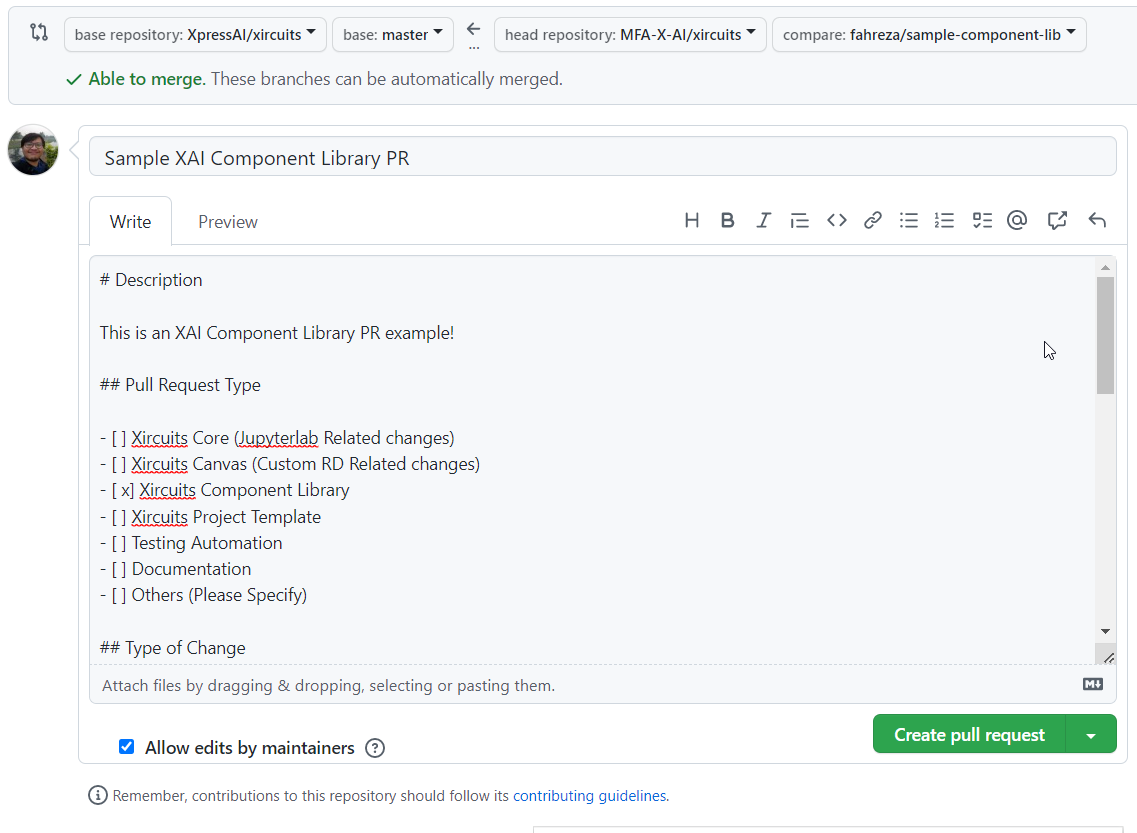 Submit component library PR